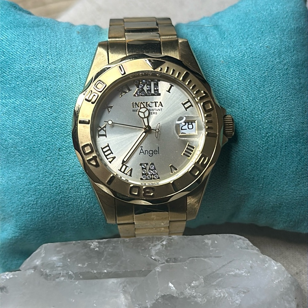 Invicta Angel Quartz Gold Tone Dial Watch Ronda